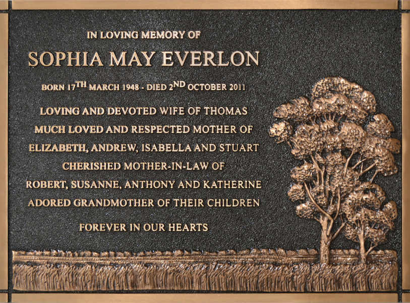 Plaque,Sculptured,Bronze,Memorial,Australian,Gumtree Gum Tree (380 x 280)